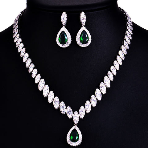 Korean Foreign Trade In Europe And America Two Piece AAA Zircon Jewelry Set