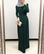 European And American New Style Abaya Dress V-neck Folds And mMopping Floor Skirt