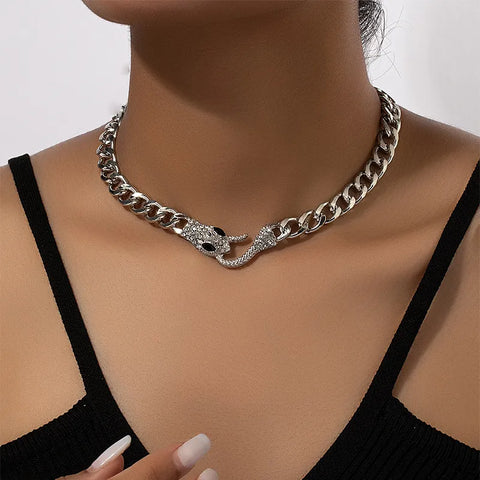 Snake-shaped Metal Chain Necklace Clavicle Chain Ins Hip Hop