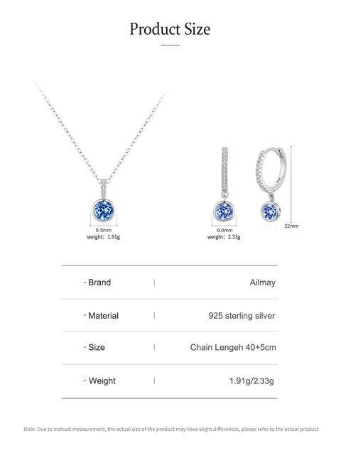 Women's Light Luxury Sea Blue Artificial Diamond Earrings Necklace