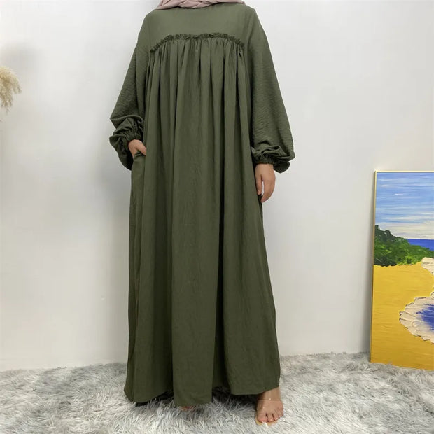 Middle East Dubai Loose Sleeves With Side Pockets Muslim Robe Dress