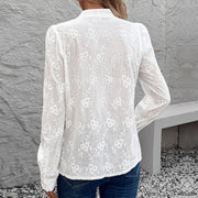 Long-sleeved Shirt Commuter Hollow Lace Jacquard Shirt