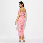 Women's Tie-dye Tube Top Printed Vest Skirt Suit