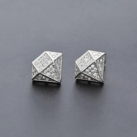 Hip Hop Copper Micro Inlaid Zircon Square Stud Earrings