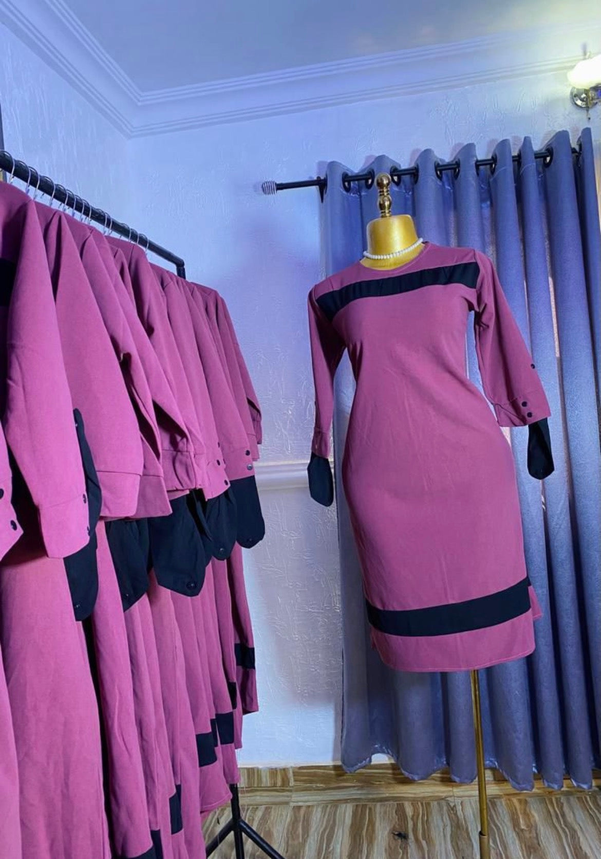 Pink Black Line Gown