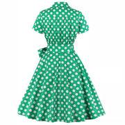 Retro Dots Lace-up Swing Dress