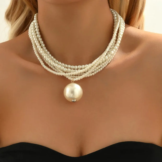 Fashion Multi-layer Necklace Large Pearl Niche