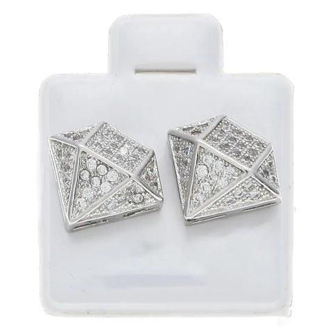 Hip Hop Copper Micro Inlaid Zircon Square Stud Earrings