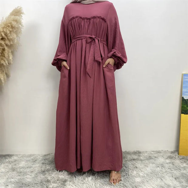 Middle East Dubai Loose Sleeves With Side Pockets Muslim Robe Dress