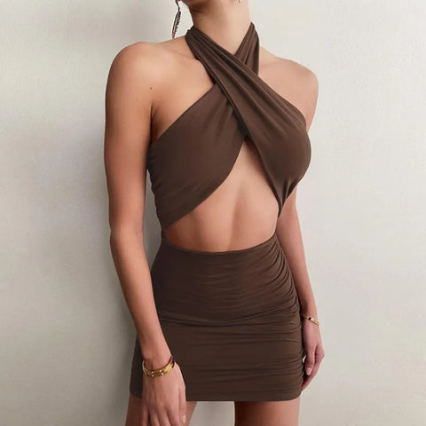 Cross-halterneck Backless Fashion Women's Wear Hollow Pleated