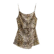 Women's Leopard Print Suspender Trousers Suit