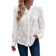 Long-sleeved Shirt Commuter Hollow Lace Jacquard Shirt