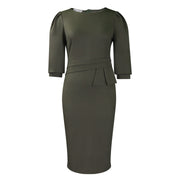 Round Neck Pleated Graceful And Fashionable OL OL Pencil Skirt European And American Style Dress