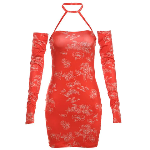 Women's Retro Printed Slim-fit Sheath Dress